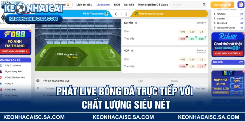 Phát live bóng đá trực tiếp với chất lượng siêu nét